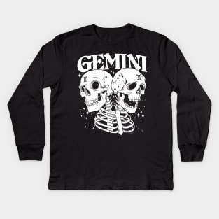 GEMINI Faery Crystal Witch Shirt Skull constellation Kids Long Sleeve T-Shirt